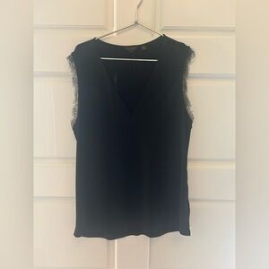 Ted Baker Black Lace Trim Muscle Tee – Size 4 (Large)